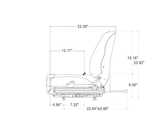 מושב מלגזה פנאומטי סקאי שחור דגם 1835